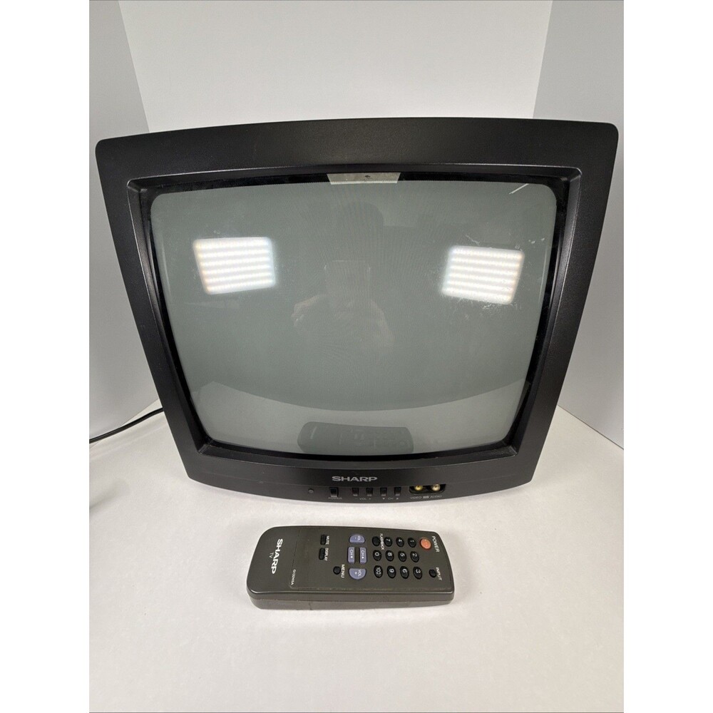 Vintage Sharp 13" Retro Gaming CRT TV 13N-M100B Front AV Tested Working- W/ Remo